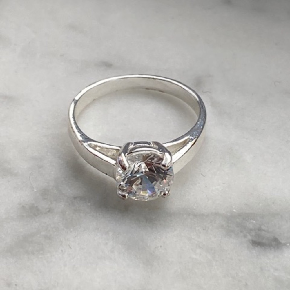 Sterling Silver Diamond Solitaire Ring